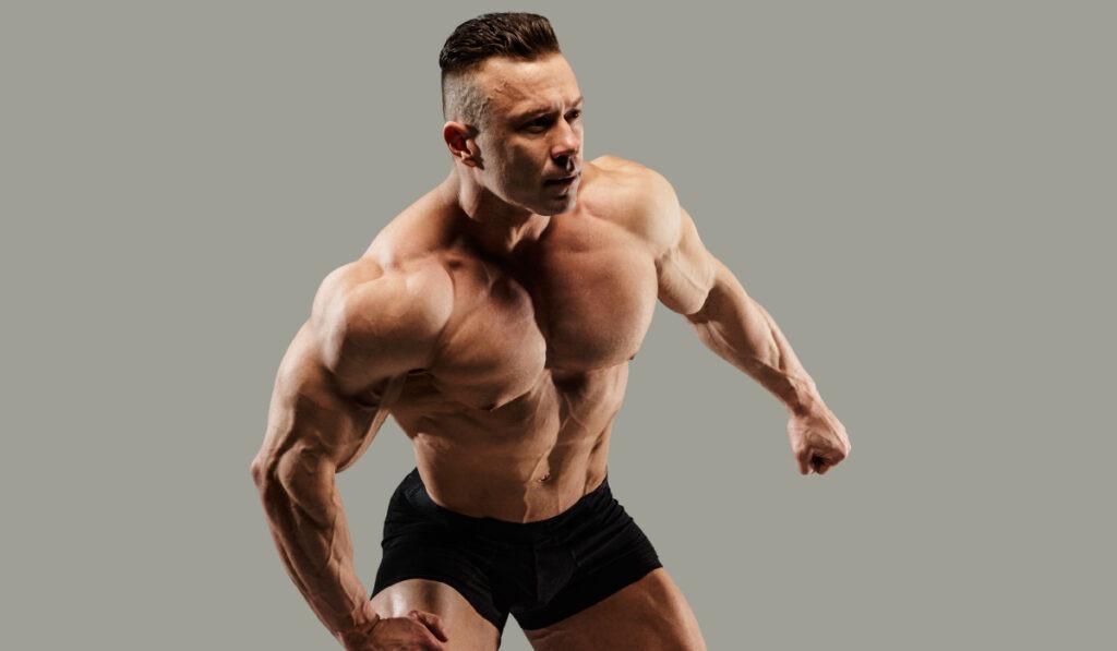 Bodybuilder posing for a picture